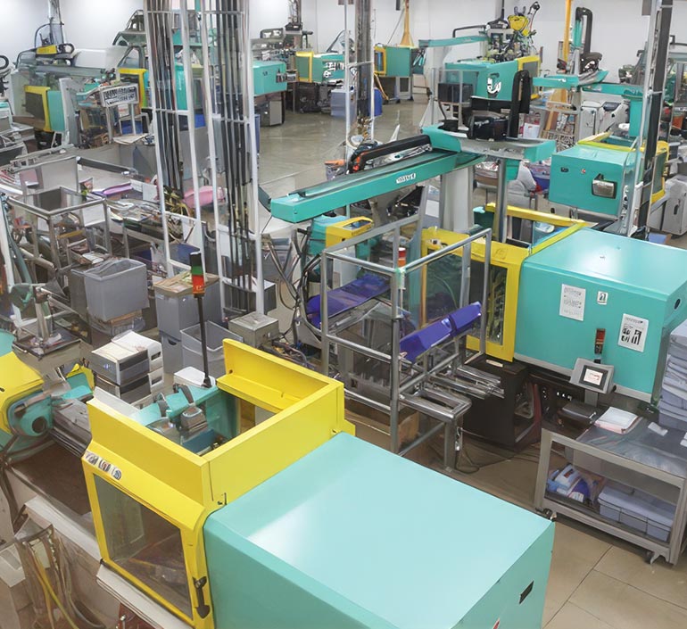 Injection molding machines on the SSI manufacturing floor