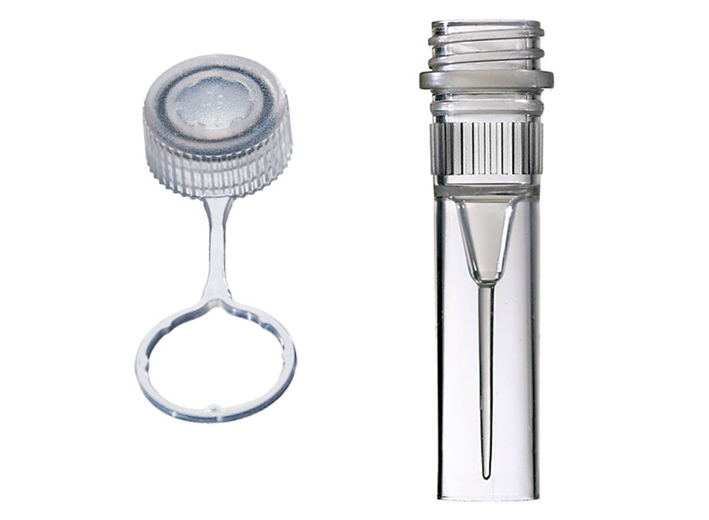 Sterile Assemblies: 0.5 mL Ribbed, Skirted Screw Microtubes & Tethered Flat Screw Caps