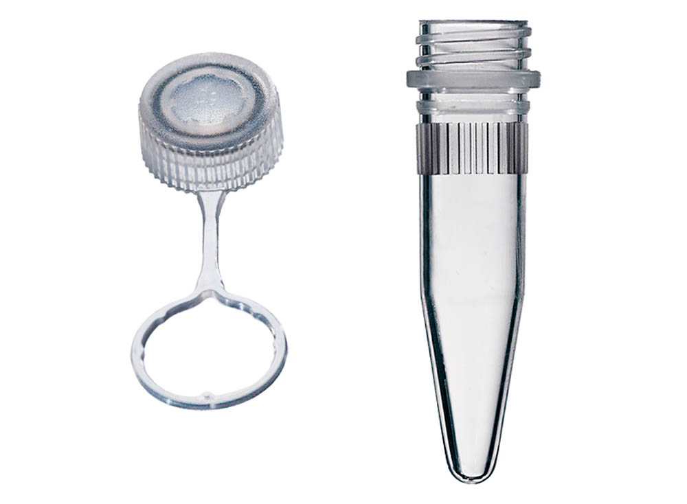 Sterile Assemblies: 1.5 mL Ribbed, Conical Screw Microtubes & Tethered Flat Screw Caps