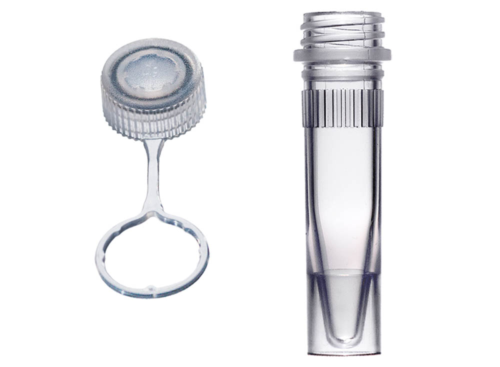 Sterile Assemblies: 1.5 mL Ribbed, Skirted Screw Microtubes & Tethered Flat Screw Caps