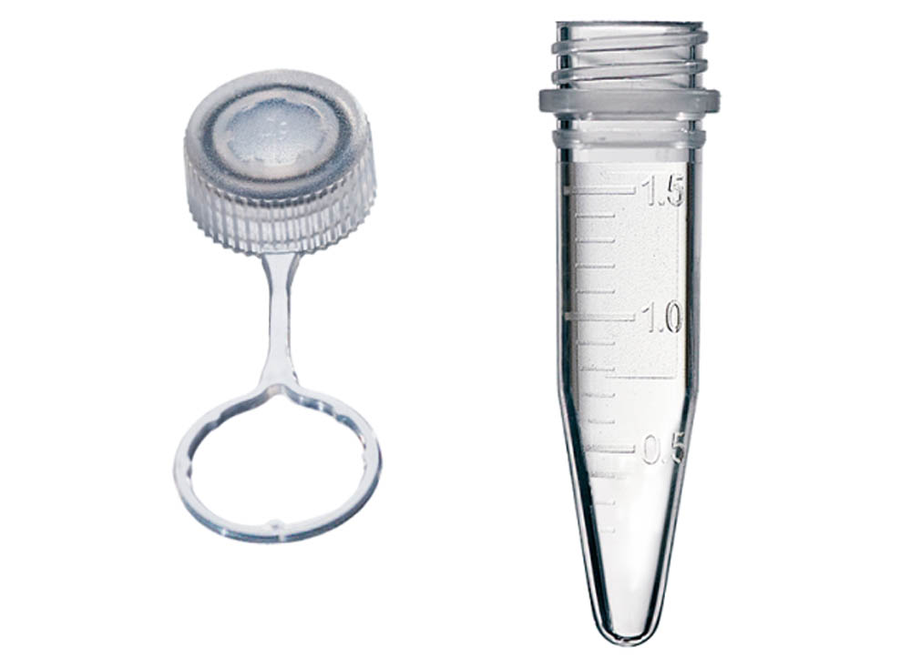 Sterile Assemblies: 1.5 mL Graduated Conical Screw Microtubes & Tethered Flat Screw Caps