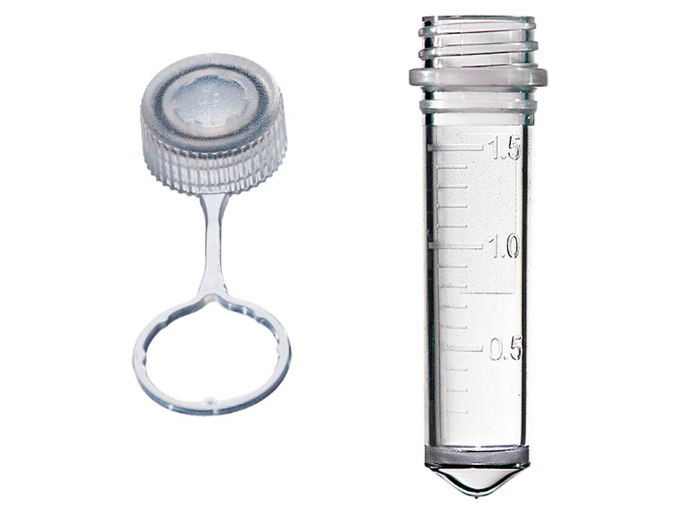 Sterile Assemblies: 2.0 mL Graduated, Conical Screw Microtubes & Tethered Flat Screw Caps