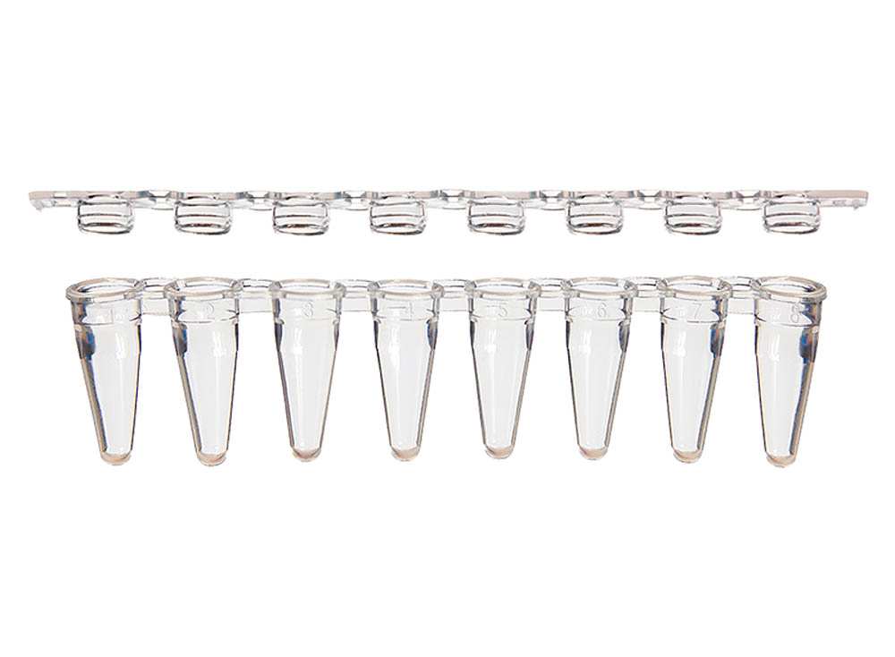 0.1 mL 8-Strip PCR Tubes & Clear, Flat Caps
