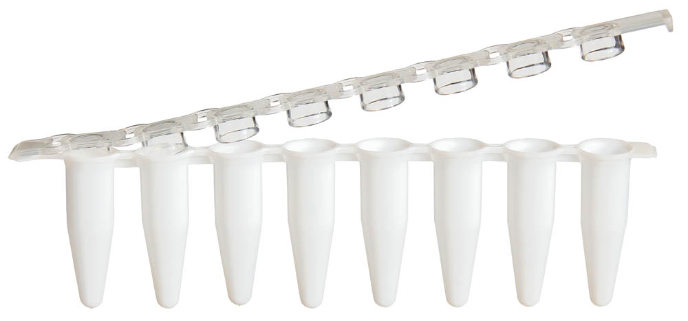 0.2 mL 8-Strip UltraFlux&reg; z PCR Tubes with Flat Caps, White