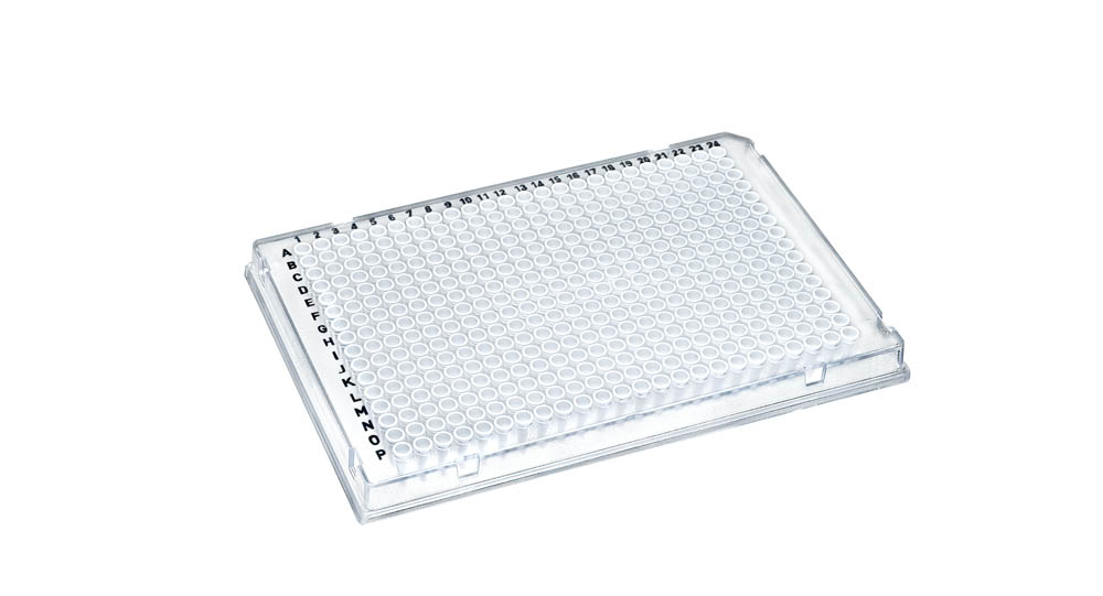 384-Well DuraFrame&reg; Rigid PCR Plates, A24 Notches, Clear, White Wells