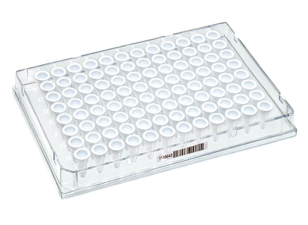 0.1 mL DuraFrame&reg; Rigid PCR Plates, Clear, White Wells, Barcoded