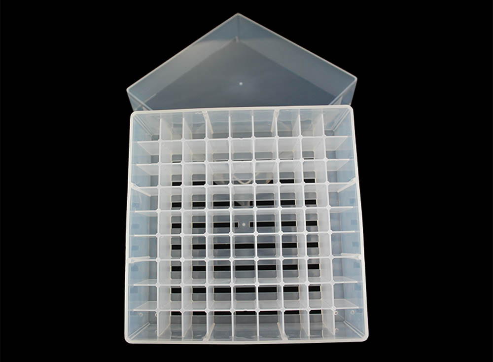 81-Well Rack with Lift-Off Lid and Drain Holes