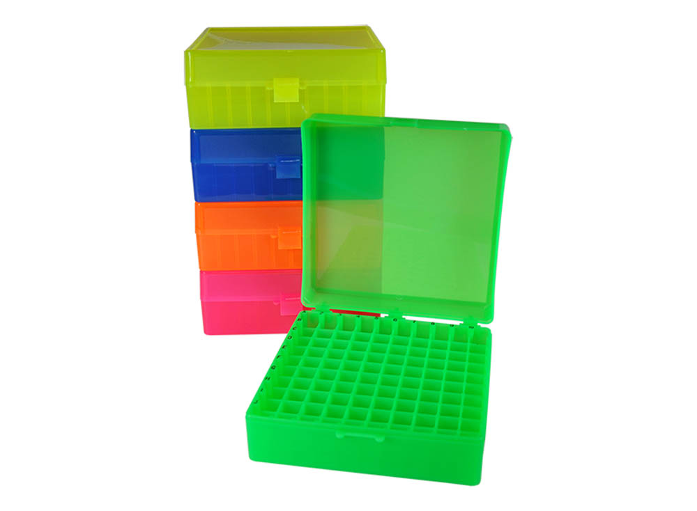 100-Place Freezer Rack with Hinged Lid, Assorted Fluorescent